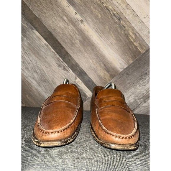 TODs  Brown Leather Penny Loafer Mens 10 Wood Bottom Shoes Made In Italy main image 9